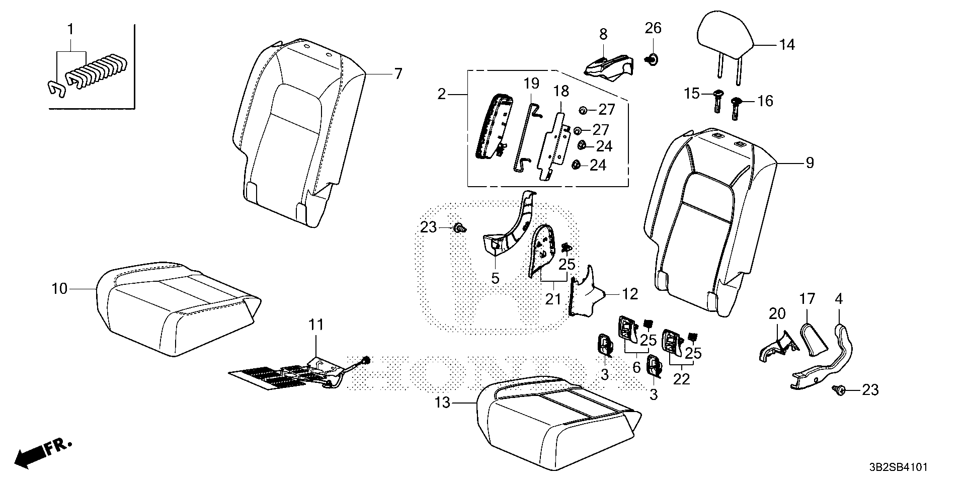 Full size assembly image of REAR SEAT (R.) (1/1)