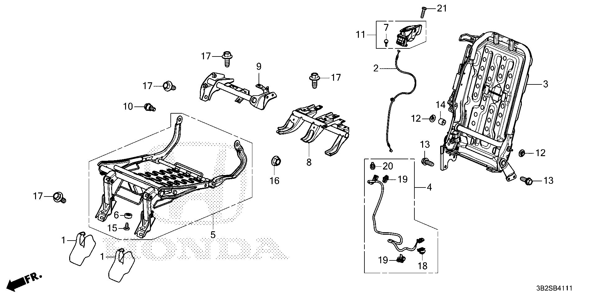 Full size assembly image of REAR SEAT COMPONENTS (R.) (1/1)