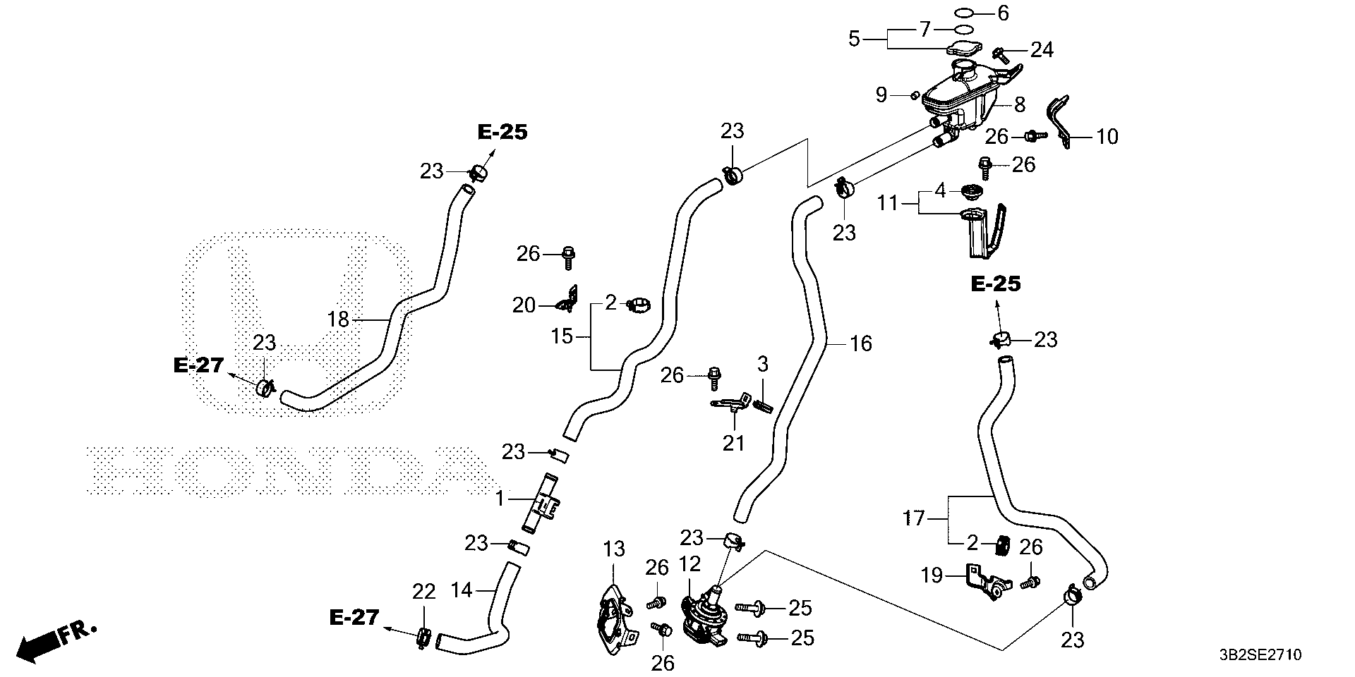 Diagram ELECTRIC WATER PUMP (PCU) for your 1990 Honda Accord Coupe 2.2L AT LX 