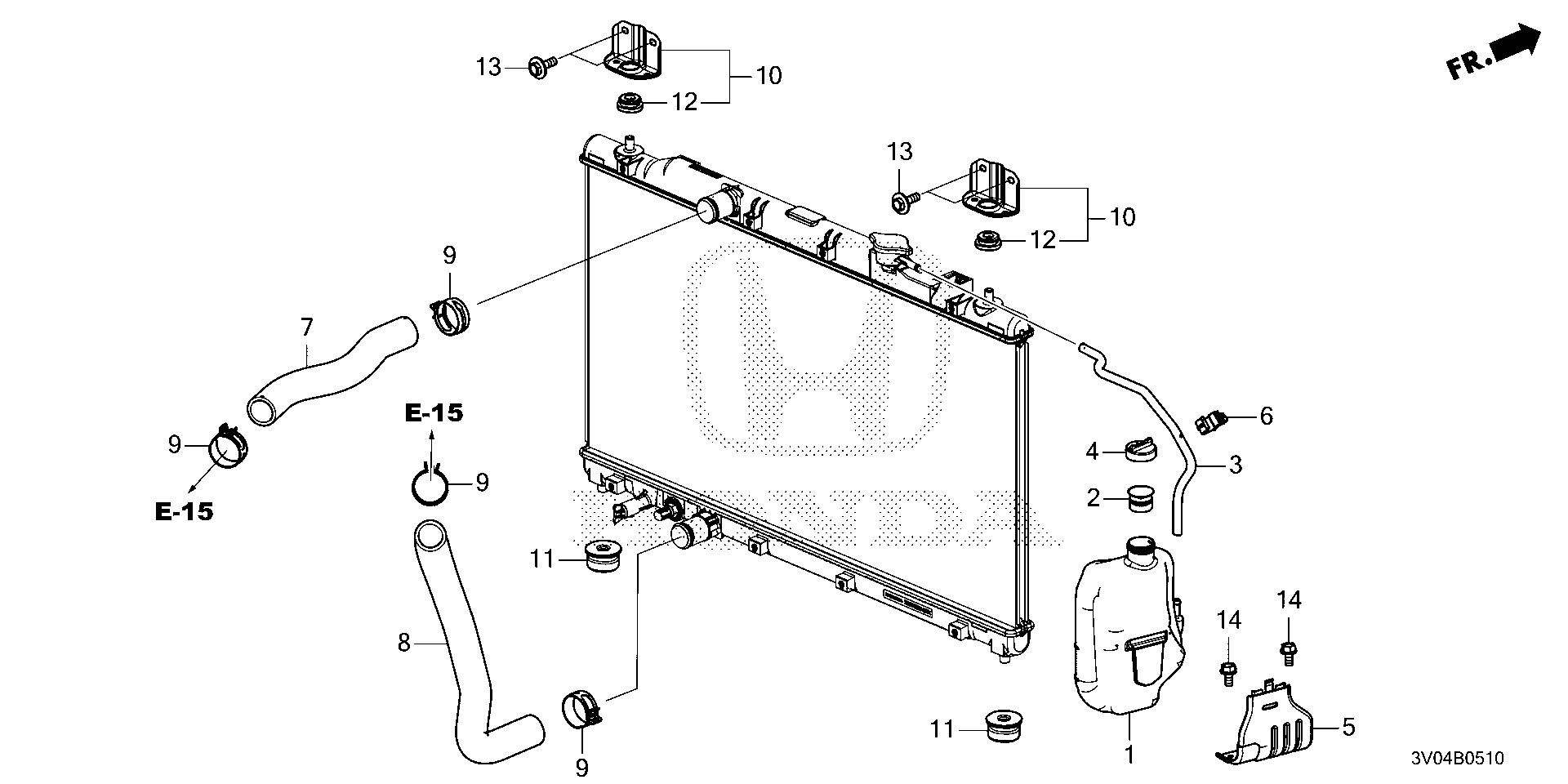 Diagram RADIATOR HOSE@RESERVE TANK for your Honda