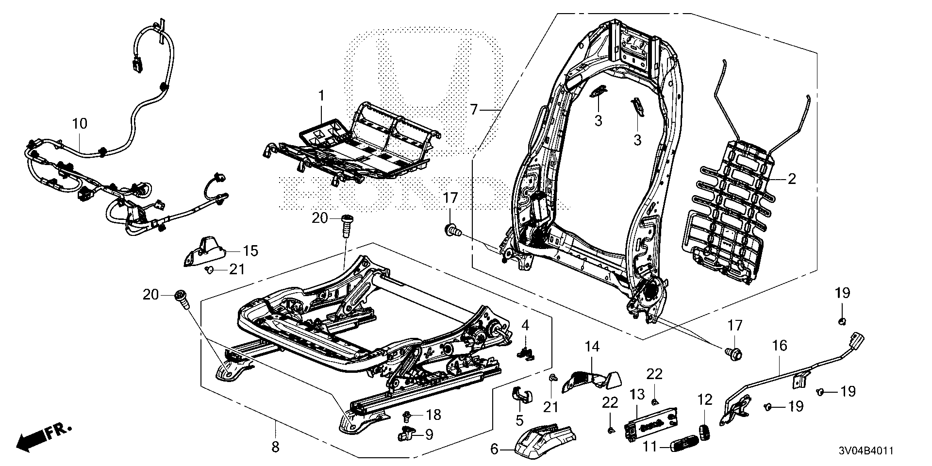 Honda HR-V Mat, fr. Seat-back. Front, power, full, body - 81190-T20-A61 ...