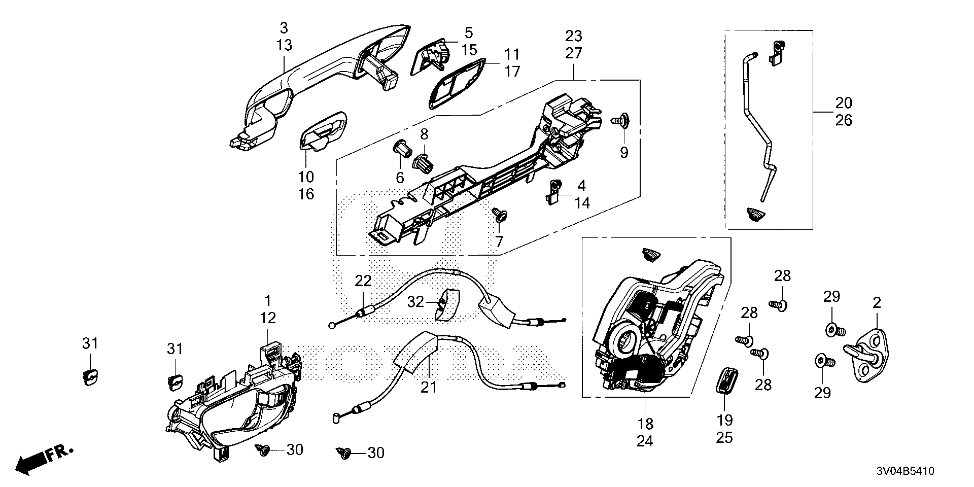 Diagram REAR DOOR LOCKS@OUTER HANDLE for your Honda HR-V  