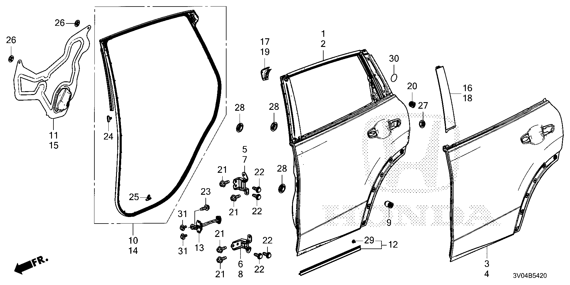 Diagram REAR DOOR PANELS for your Honda HR-V  