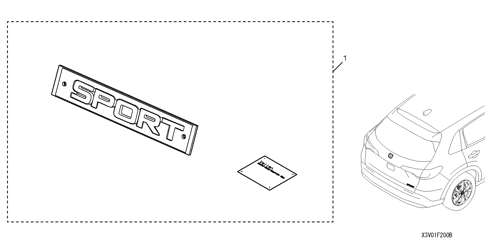 Full size assembly image of EMBLEM (SPORT) (GLOSS BLACK) (1/1)