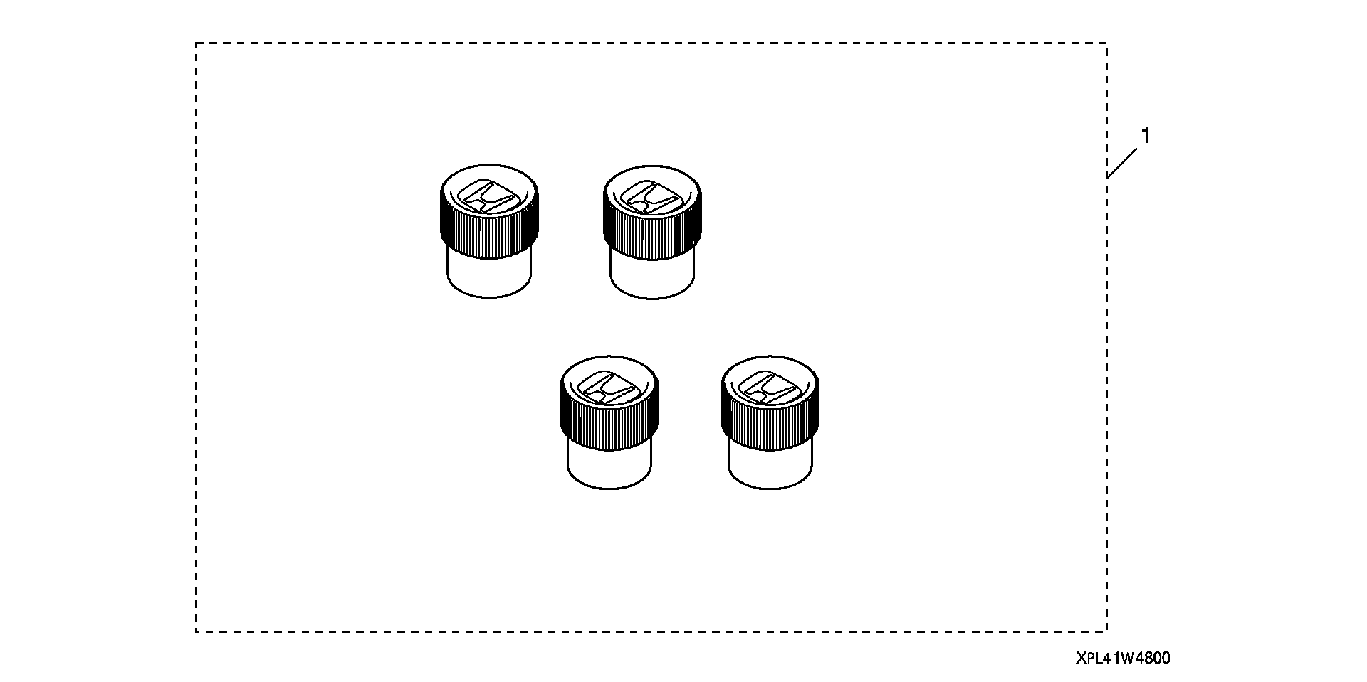 Full size assembly image of VALVE STEM CAPS (BLACK/CHROME) (1/1)