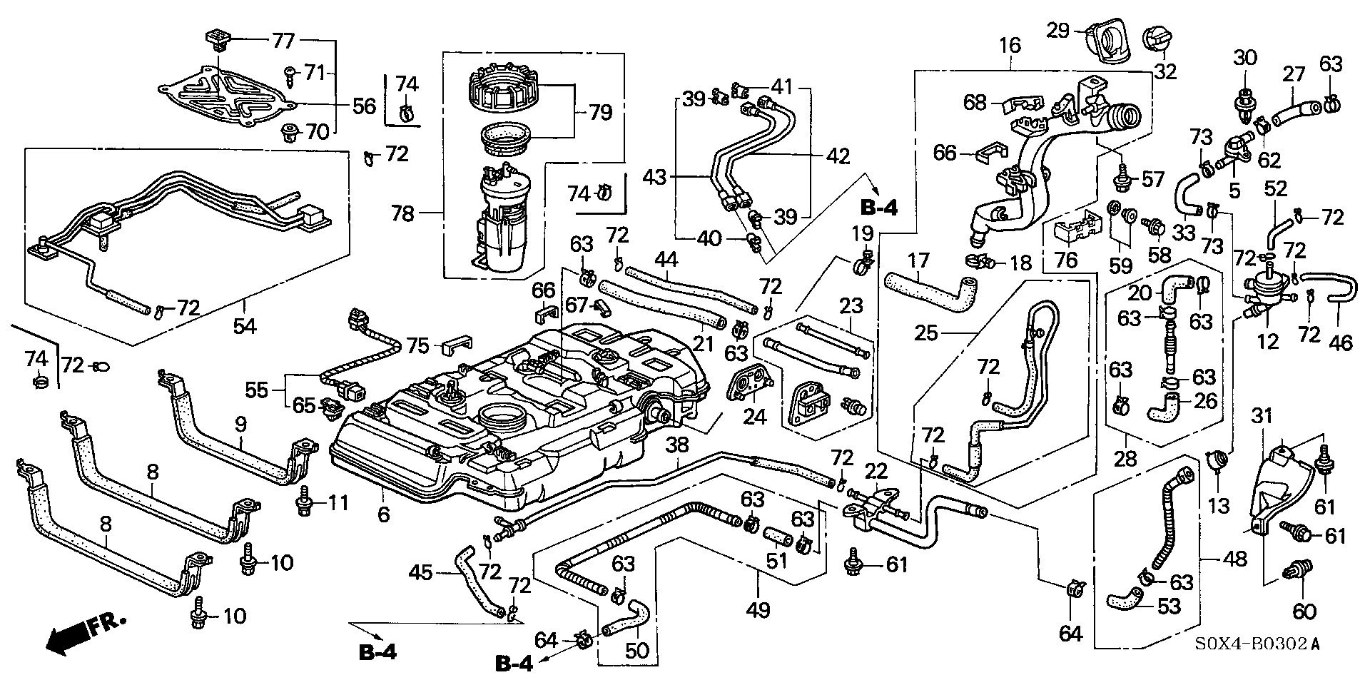 Diagram FUEL TANK (KA)(KC)('01-) for your 1980 Honda Civic Hatchback   