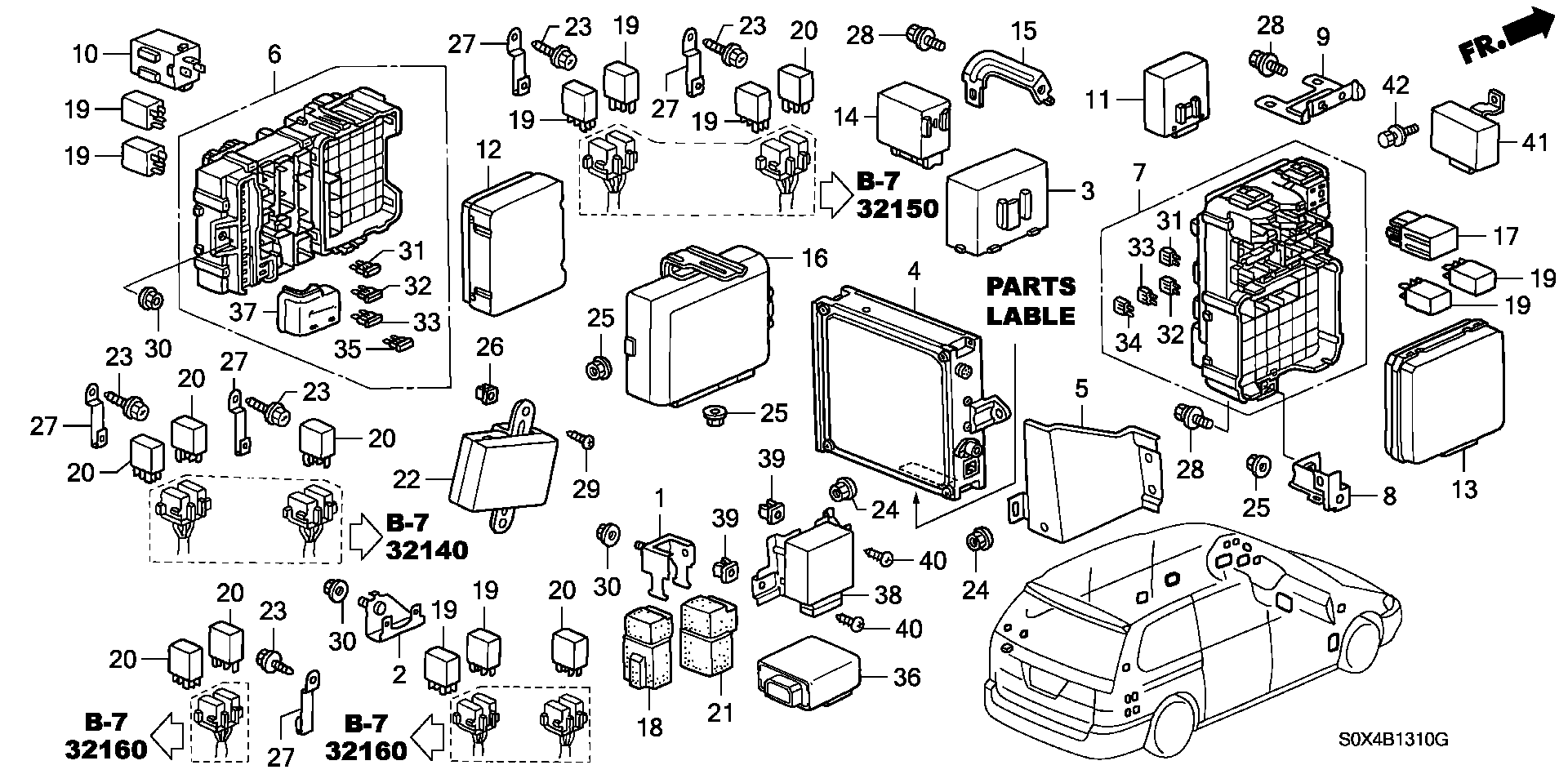 Diagram CONTROL UNIT (CABIN) for your Honda