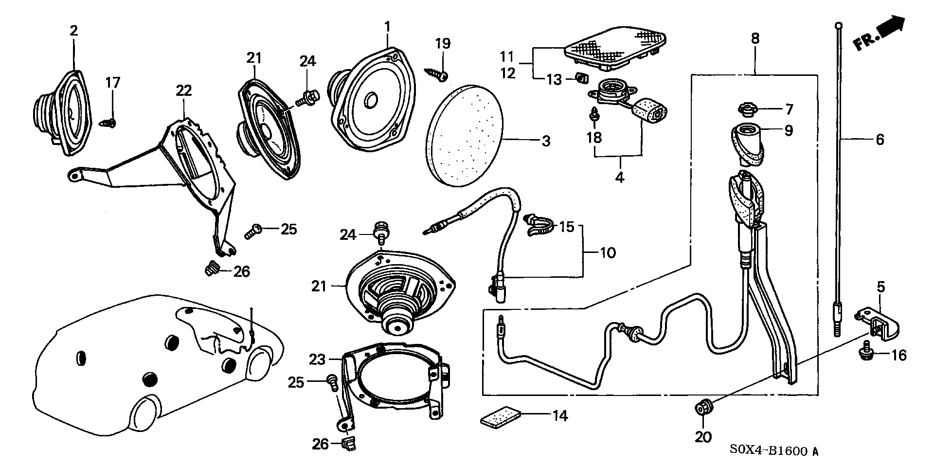 Diagram RADIO ANTENNA@SPEAKER for your Honda