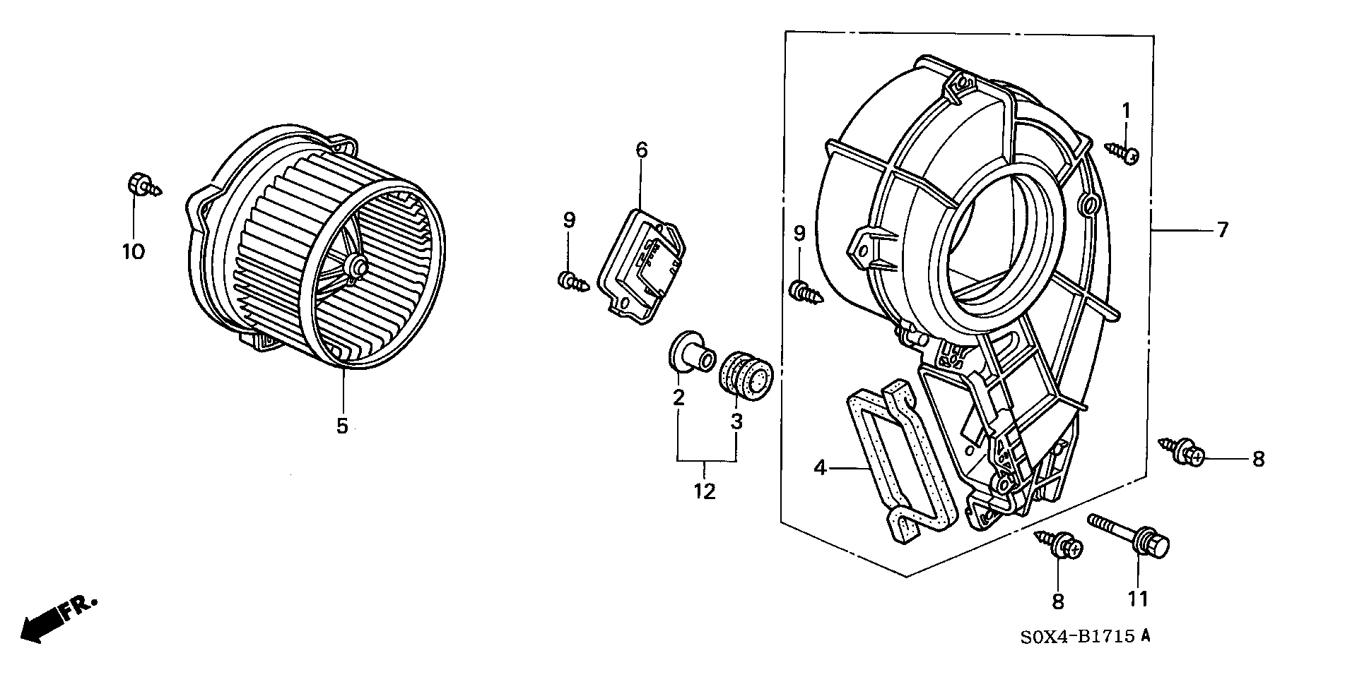 Diagram REAR HEATER BLOWER for your 1992 Honda Civic   