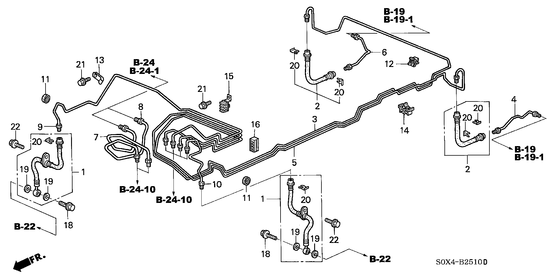 Diagram BRAKE LINES (ABS) (-'01) for your 2024 Honda Passport  BLACK EDITION/ 5D 