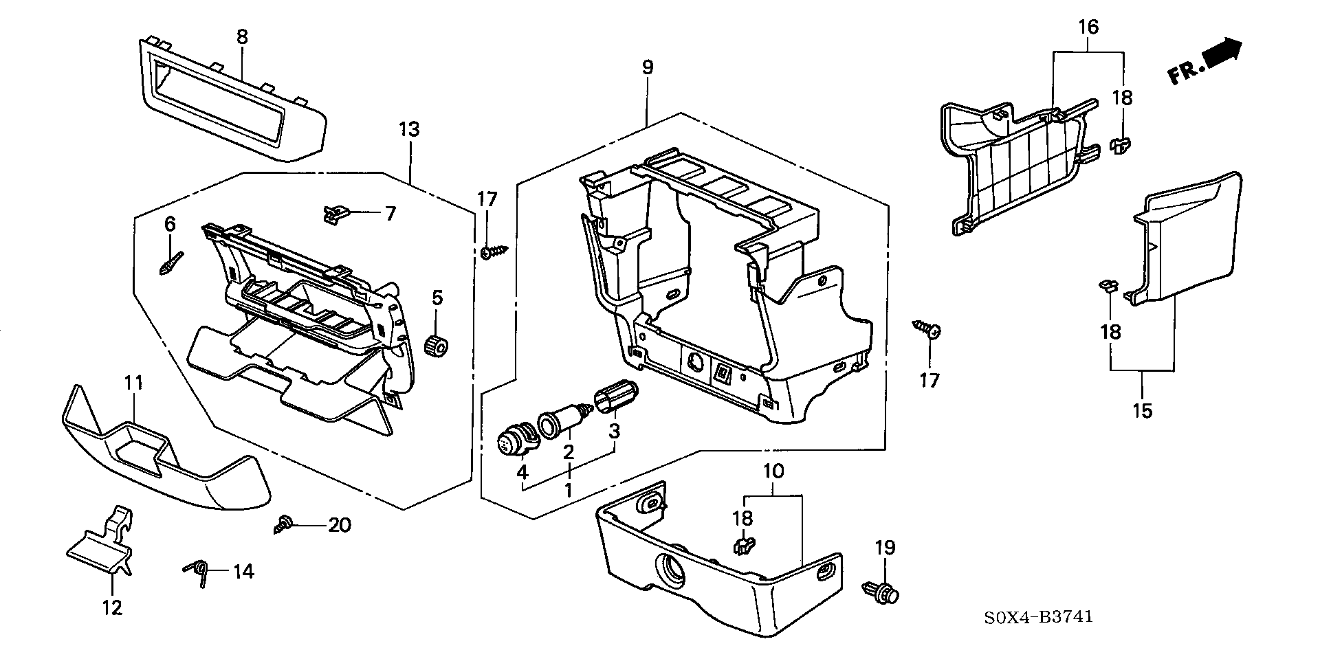 Diagram CONSOLE (2) for your 1997 Honda Accord Coupe 2.2L AT LX 