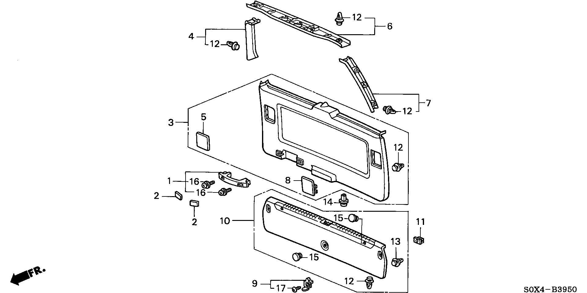 Diagram TAILGATE LINING for your 2001 Honda Accord   