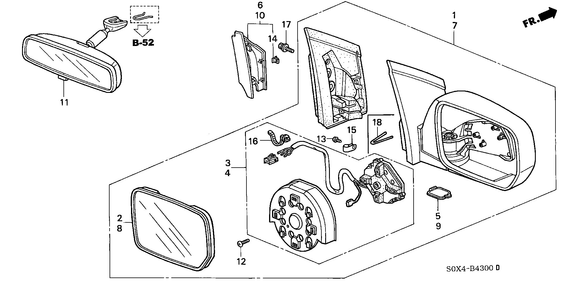 Honda Odyssey Clip, harness fixing. Body, mirror - 91580-S0X-A01 ...