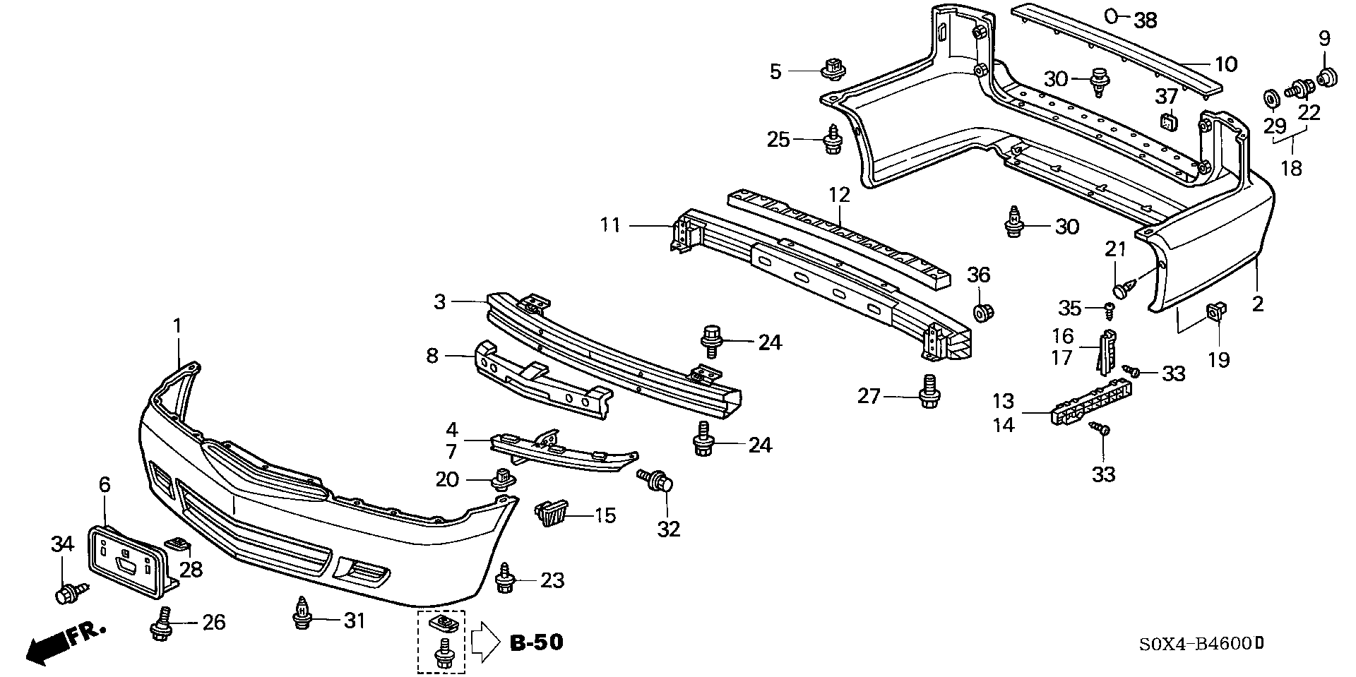 Diagram BUMPERS for your 1975 Honda Civic Hatchback   