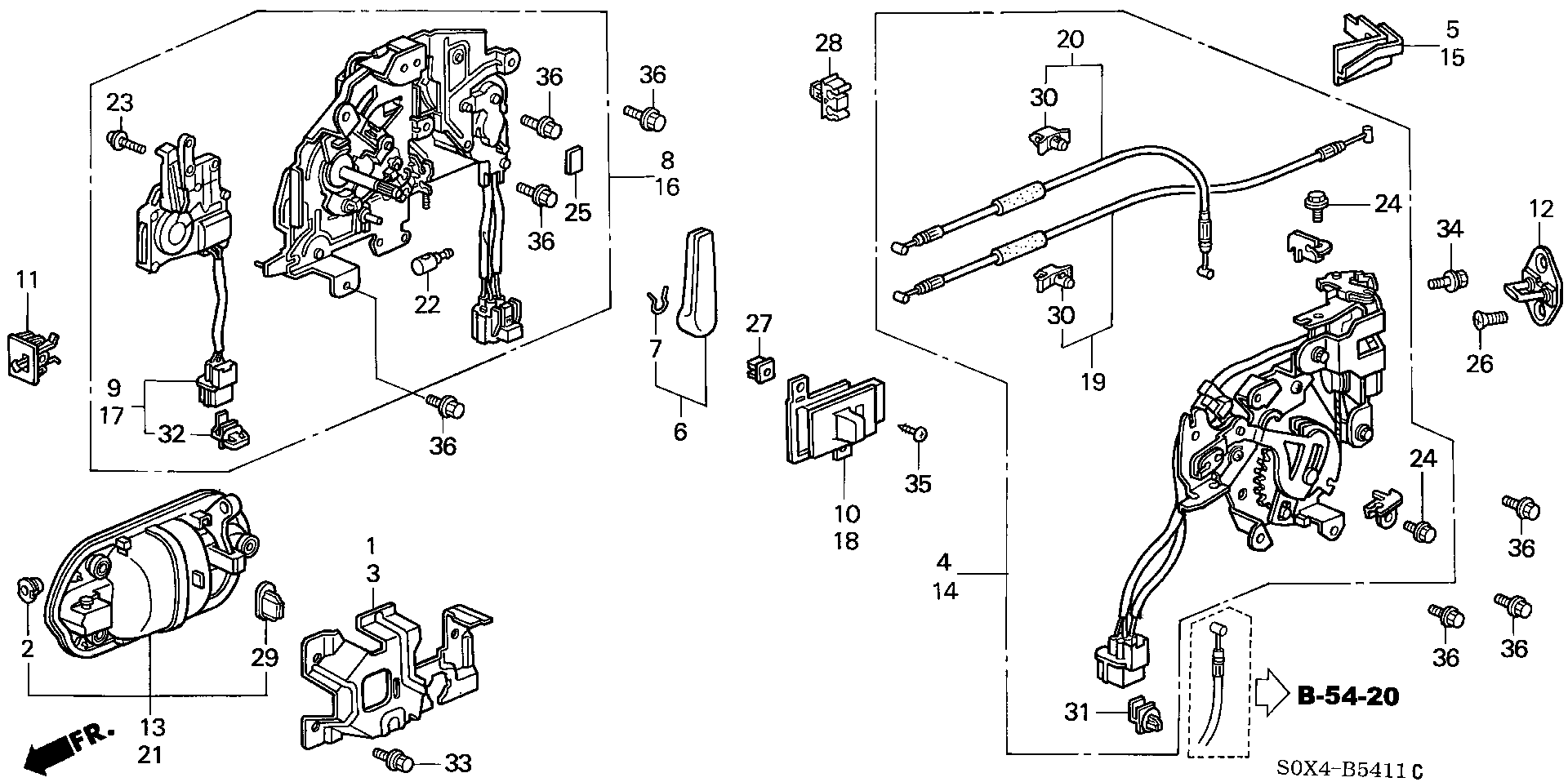 Diagram SLIDE DOOR LOCKS (2) for your 2000 Honda Accord Coupe   