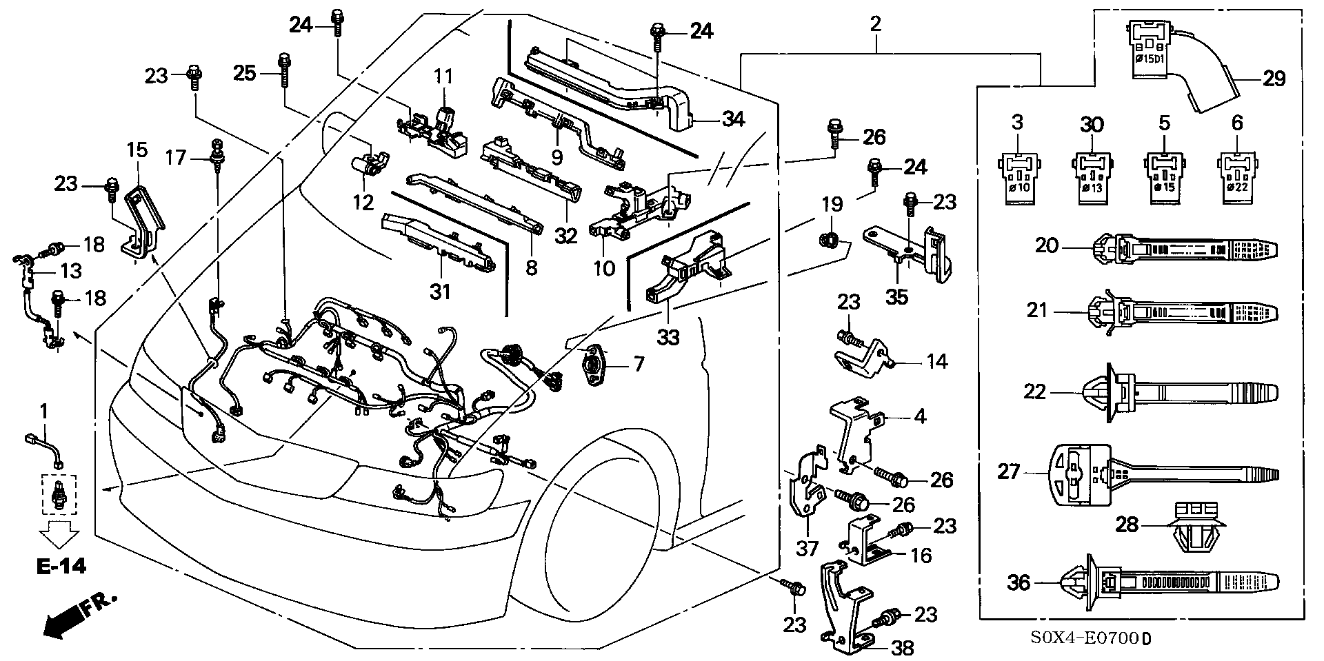 Honda Odyssey Stay c, engine wire harness. Electrical - 32743-P8F-A00 ...