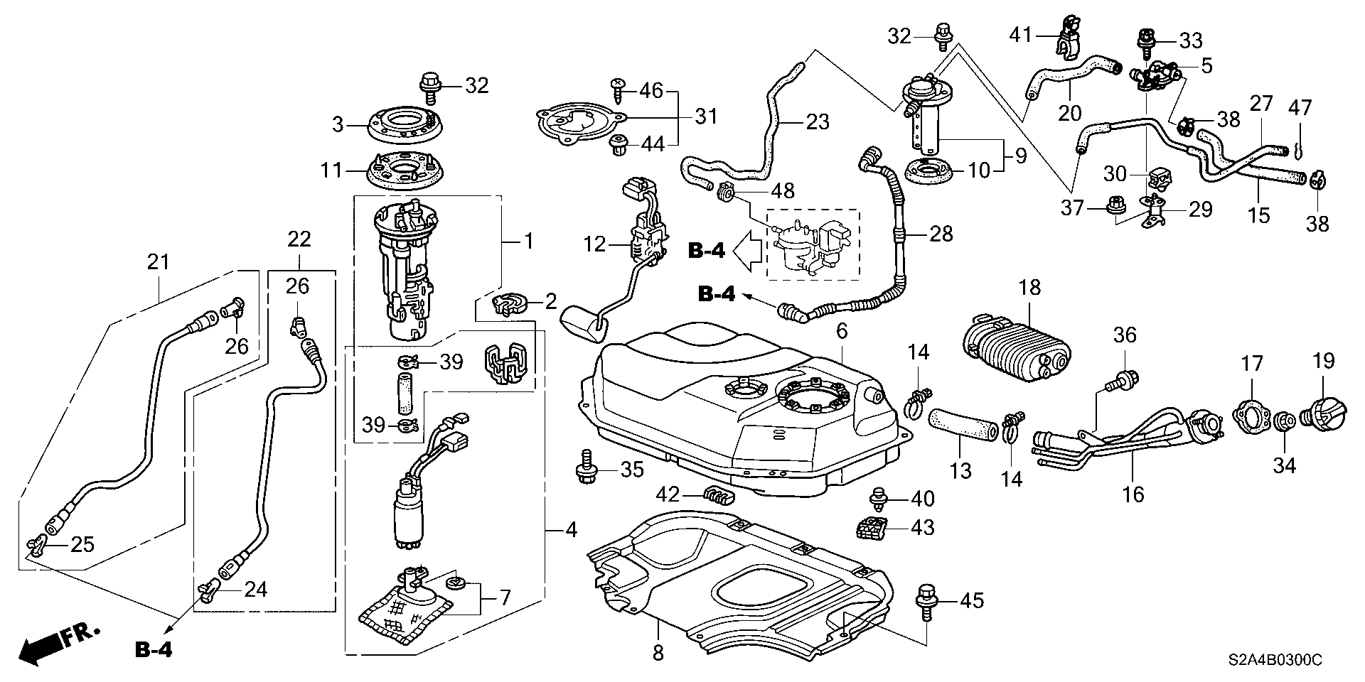 Diagram FUEL TANK for your 1994 Honda Accord Coupe 2.2L MT LX 