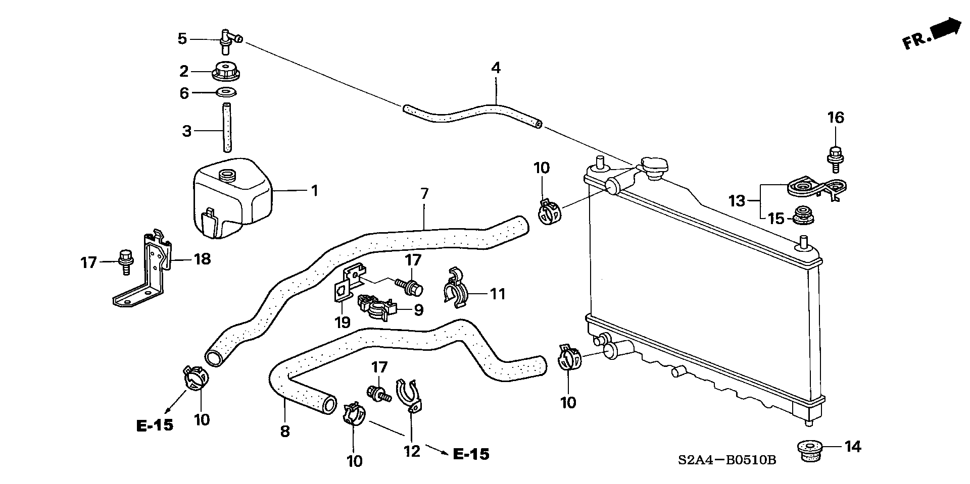 Diagram RADIATOR HOSE for your 1990 Honda Accord Coupe 2.2L AT LX 