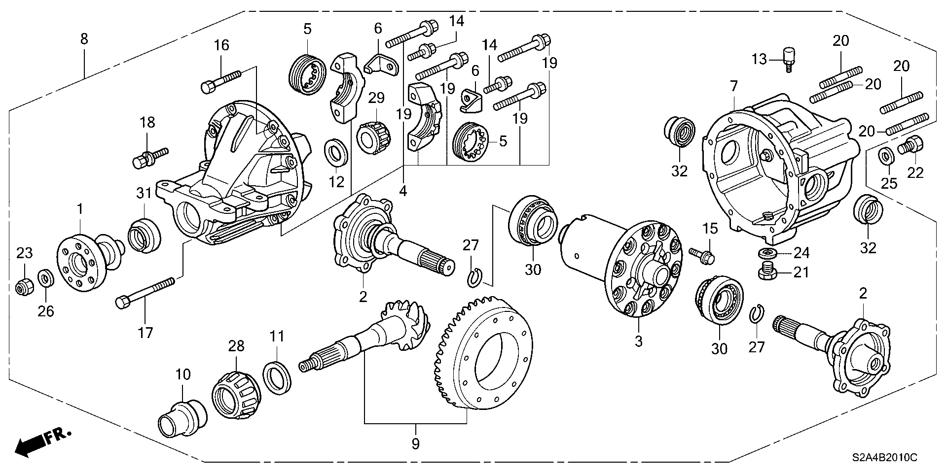 Diagram REAR DIFFERENTIAL for your 2000 Honda S2000   