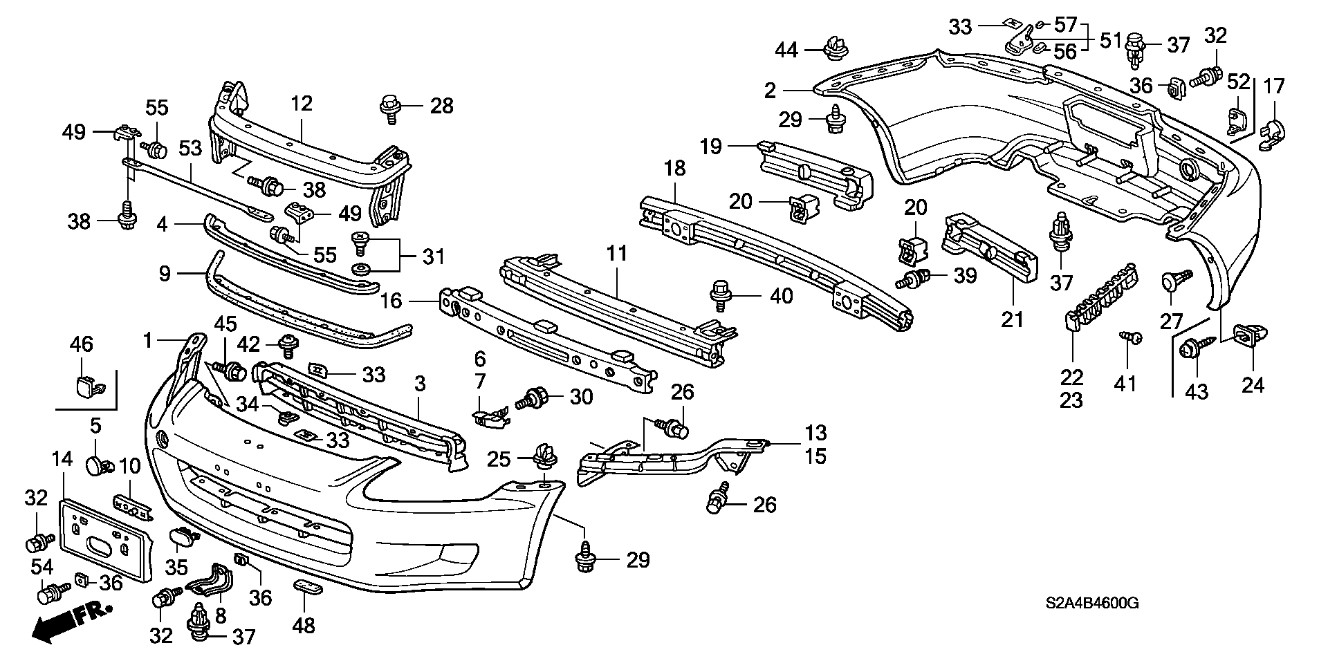 Diagram BUMPERS for your 1996 Honda Accord Coupe 2.2L VTEC MT EX 