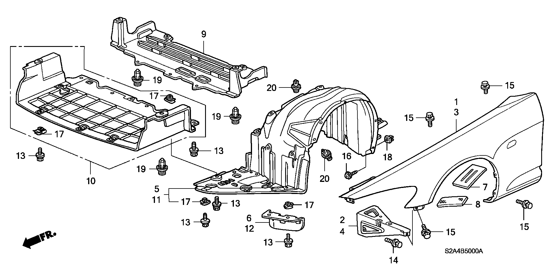 Diagram FRONT FENDERS for your 2001 Honda S2000   