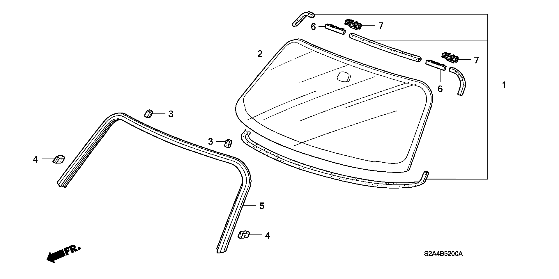 Diagram FRONT WINDSHIELD for your 1988 Honda Civic   