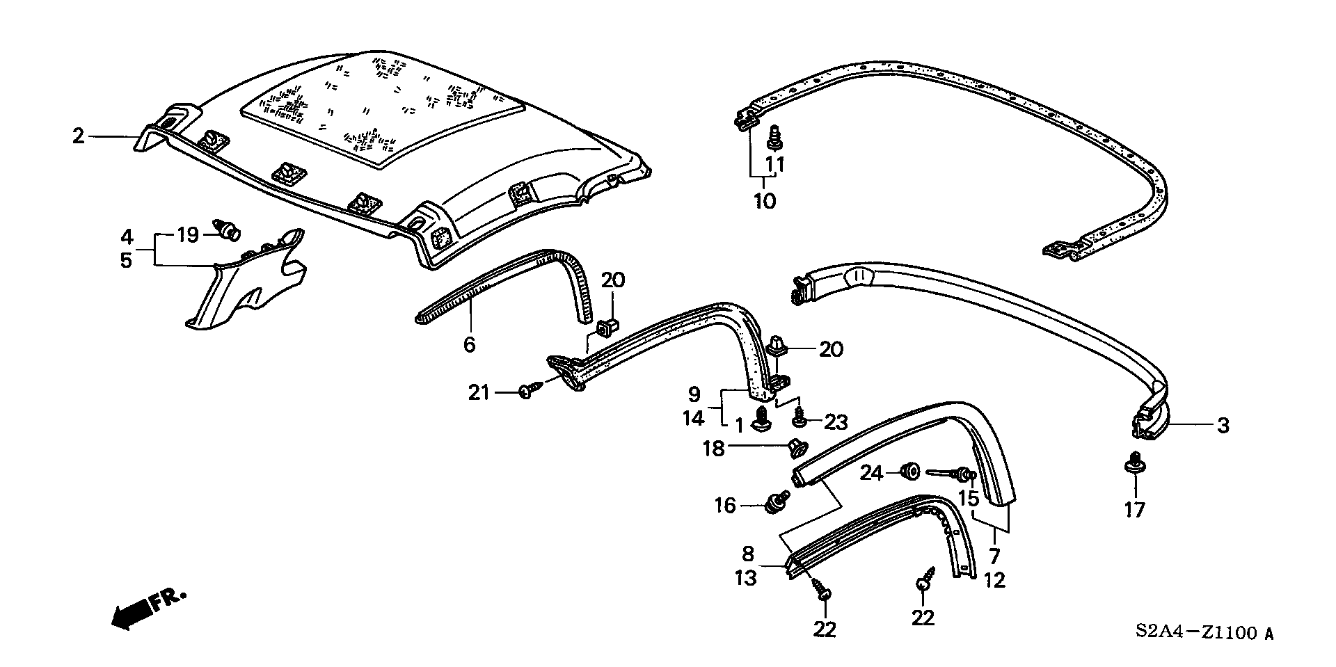 Diagram ROOF LINING (HARDTOP) for your 1995 Honda Civic Hatchback   