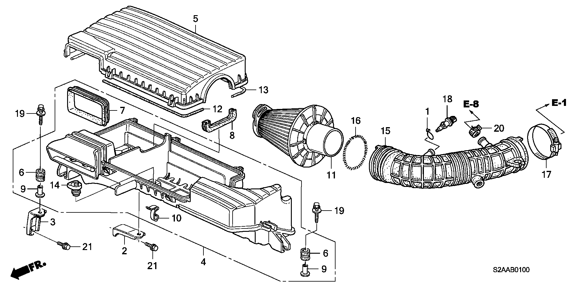 Diagram AIR CLEANER for your 1994 Honda Accord Coupe   