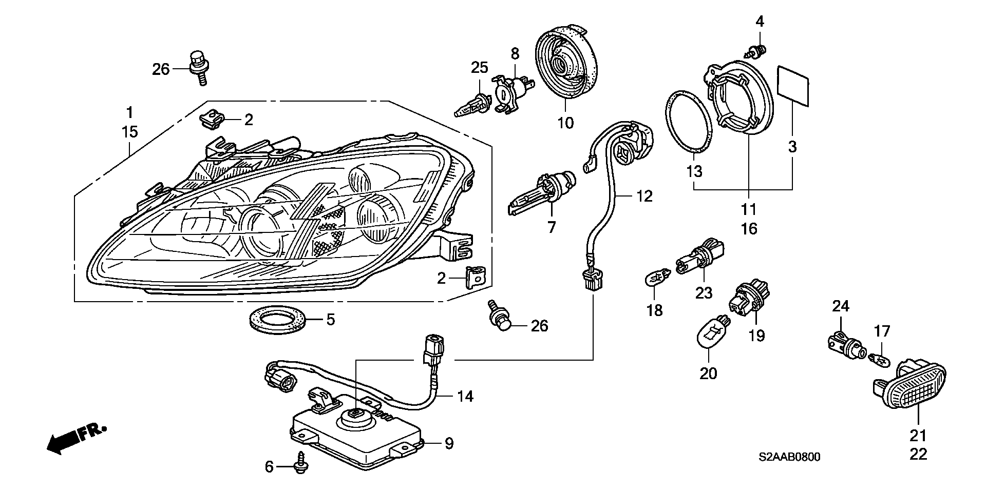 Diagram HEADLIGHT for your 2006 Honda S2000   