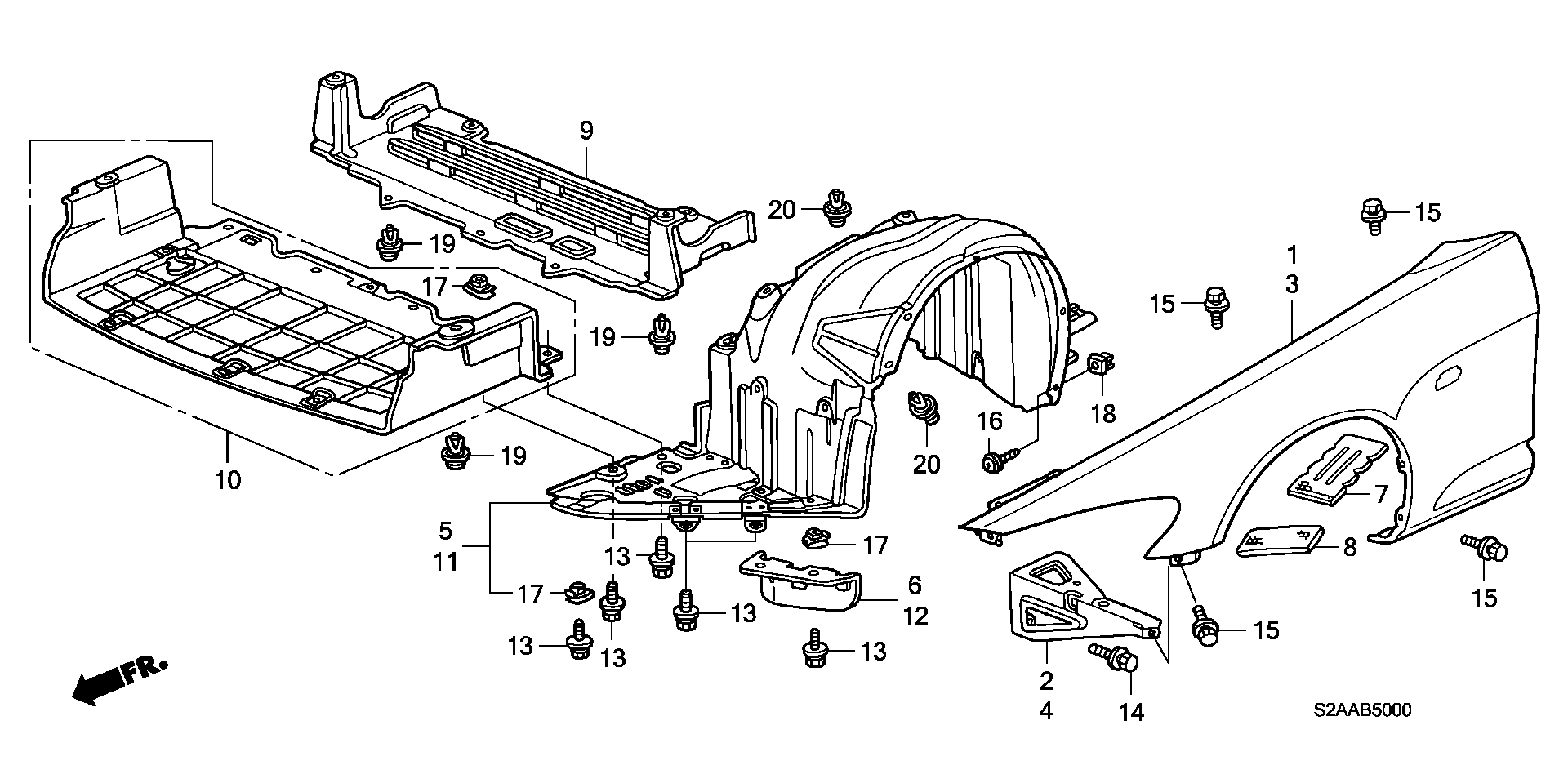 Diagram FRONT FENDERS for your 2008 Honda S2000   