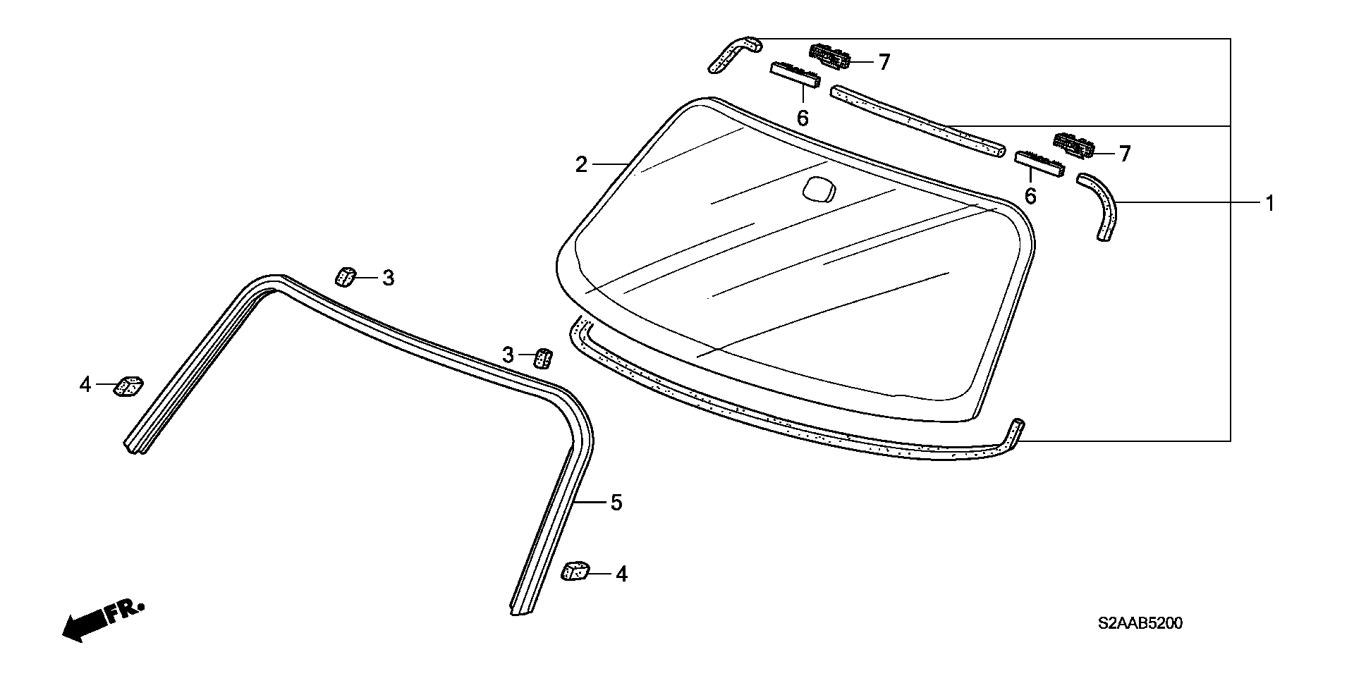 Diagram FRONT WINDSHIELD for your 1988 Honda Civic   