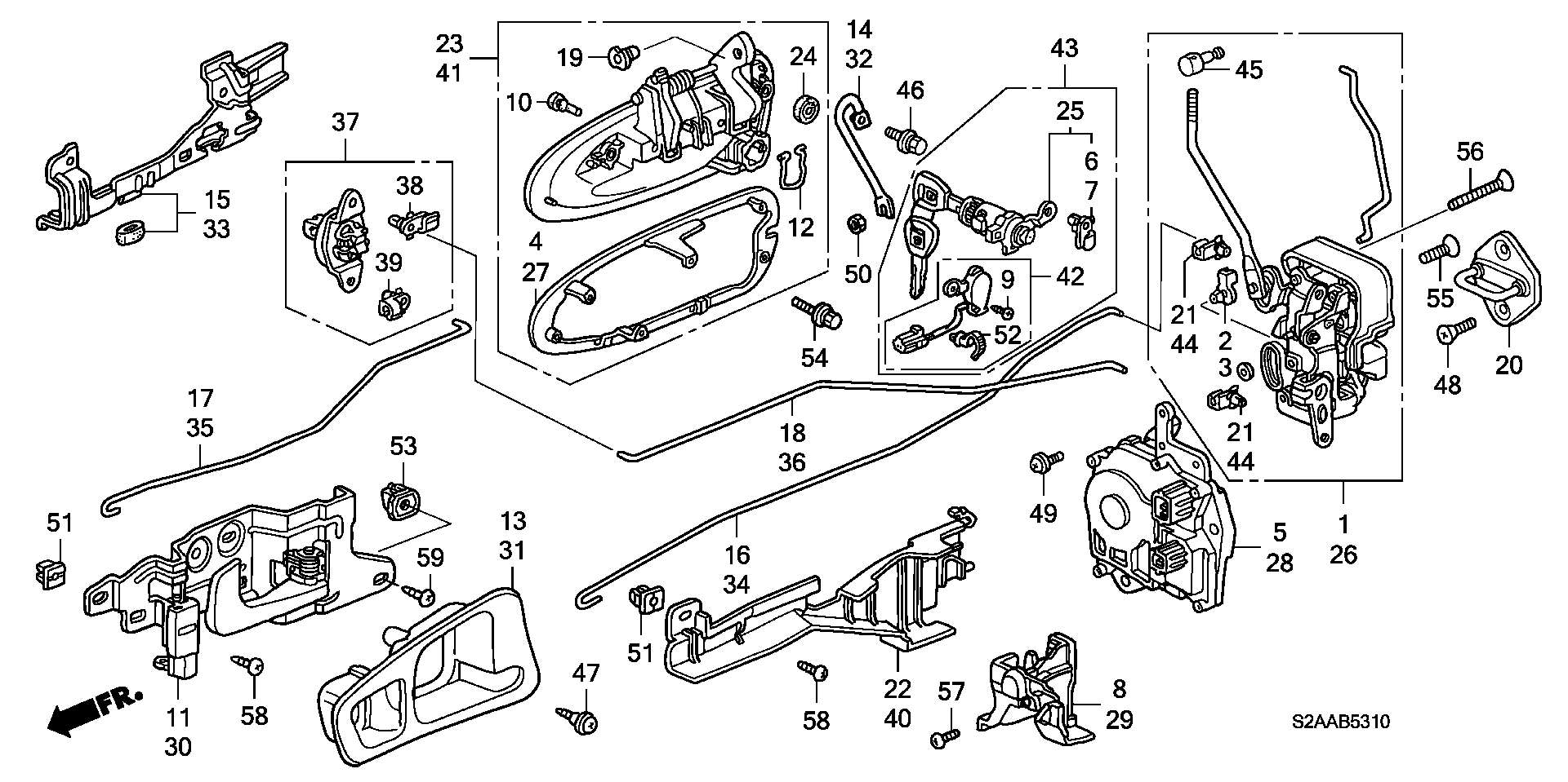 Diagram DOOR LOCKS@OUTER HANDLE for your 2007 Honda Pilot   