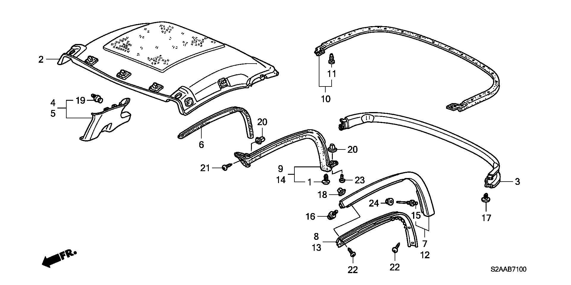 Diagram ROOF LINING (HARDTOP) (CR/CR-AC) for your 1995 Honda Civic Hatchback   