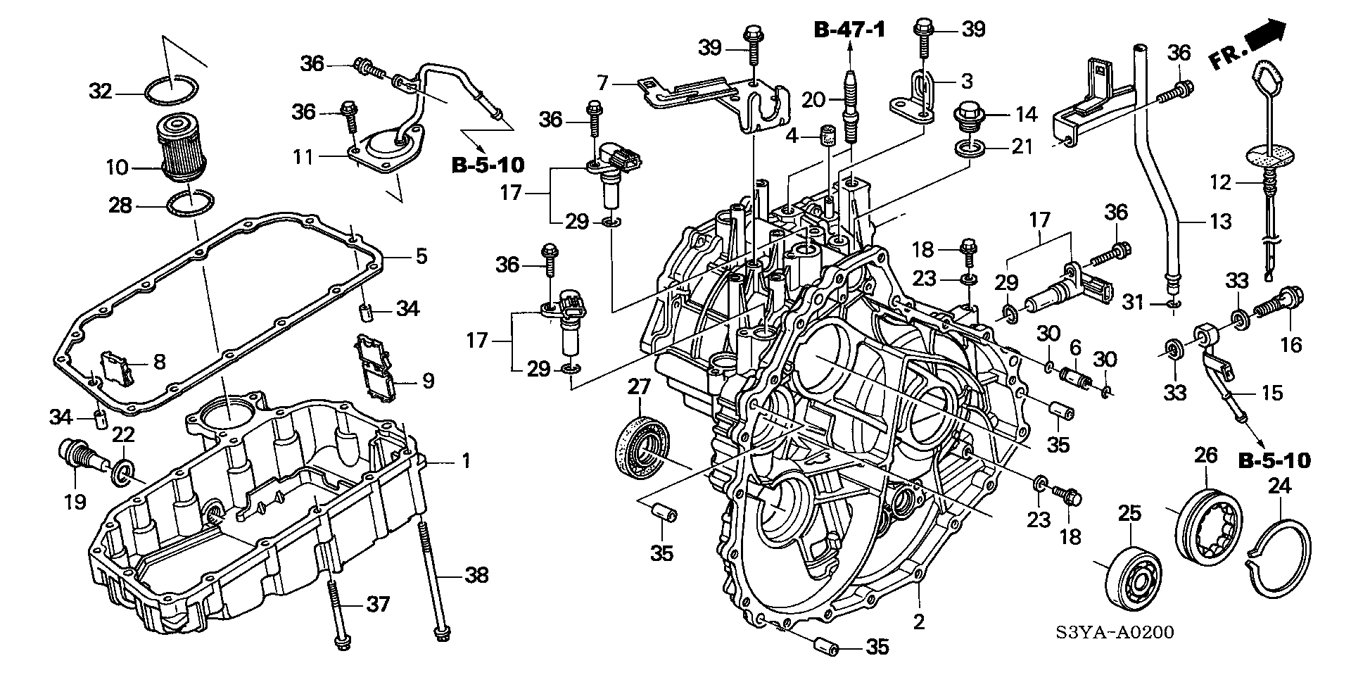 Diagram TRANSMISSION CASE@OIL PAN for your Honda