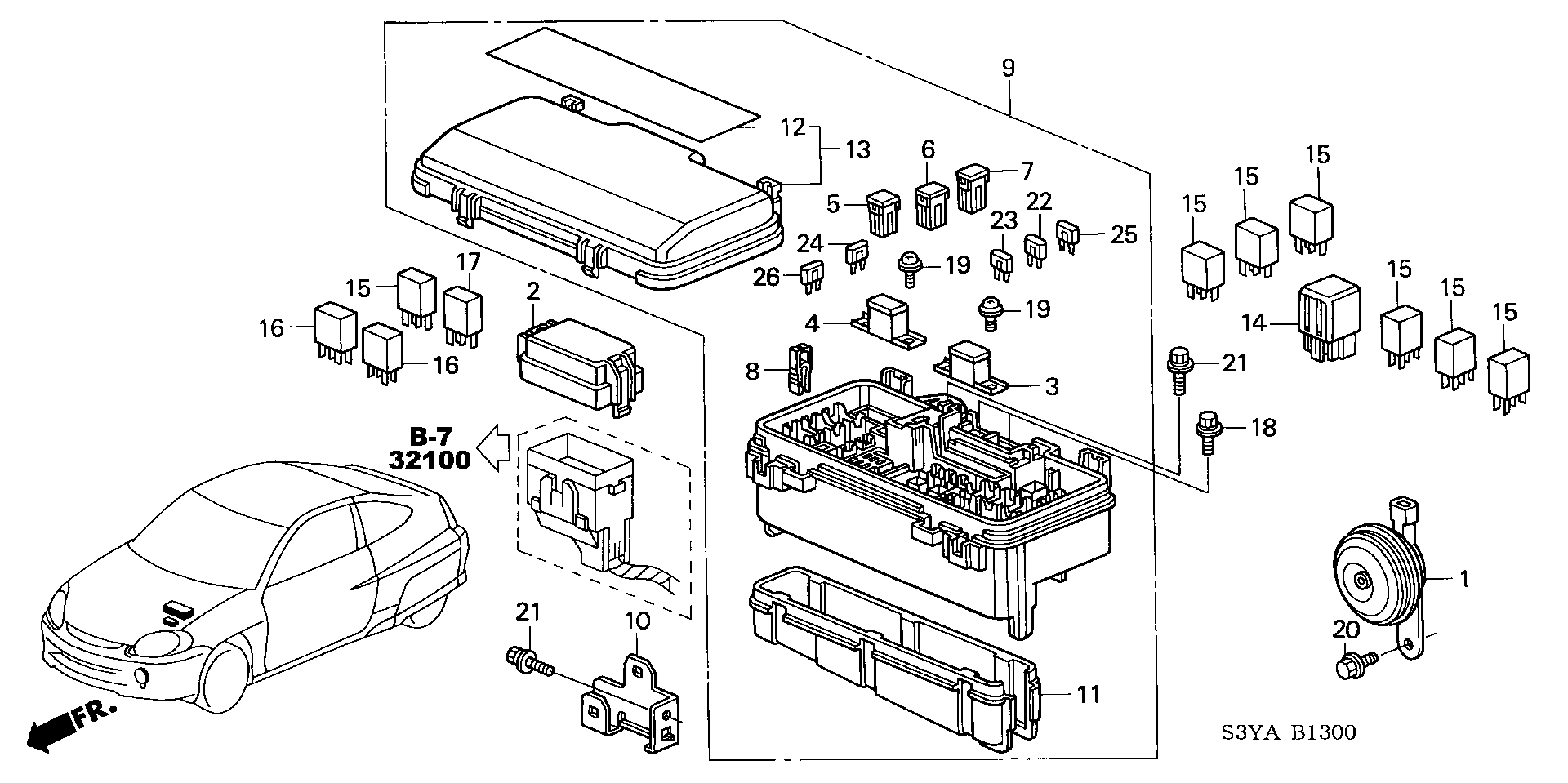 Diagram CONTROL UNIT (ENGINE ROOM) for your Honda