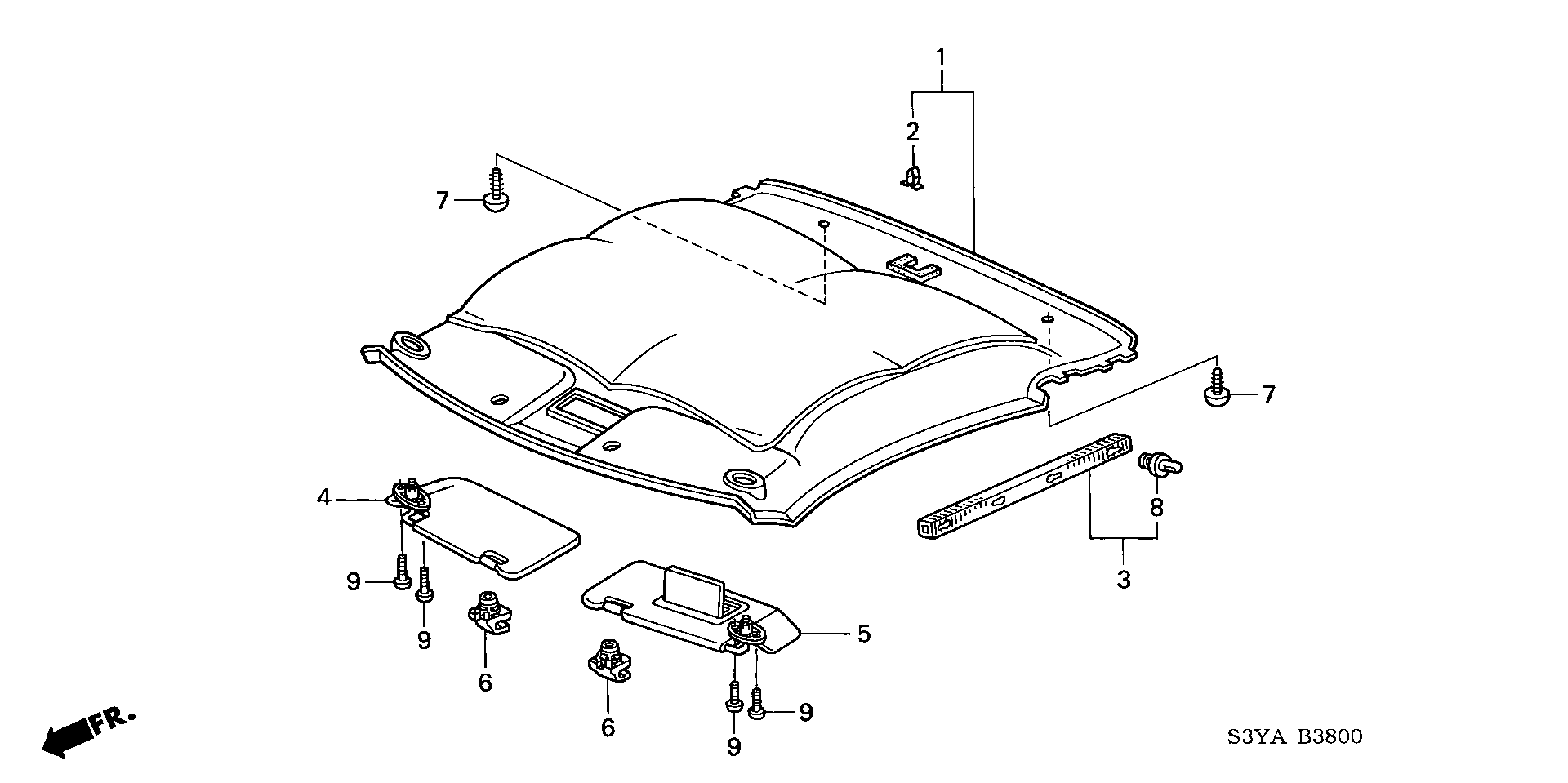 Diagram ROOF LINING for your Honda