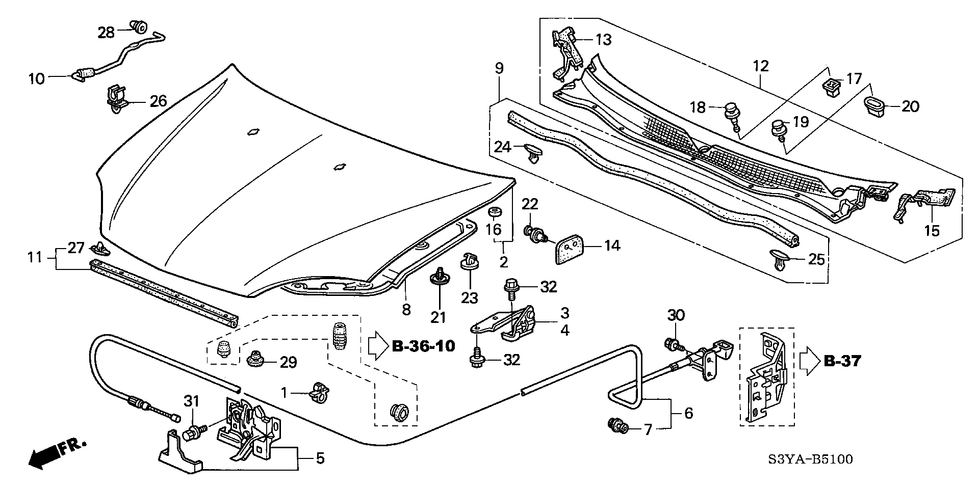 Diagram HOOD for your 1990 Honda Accord Coupe 2.2L MT LX 