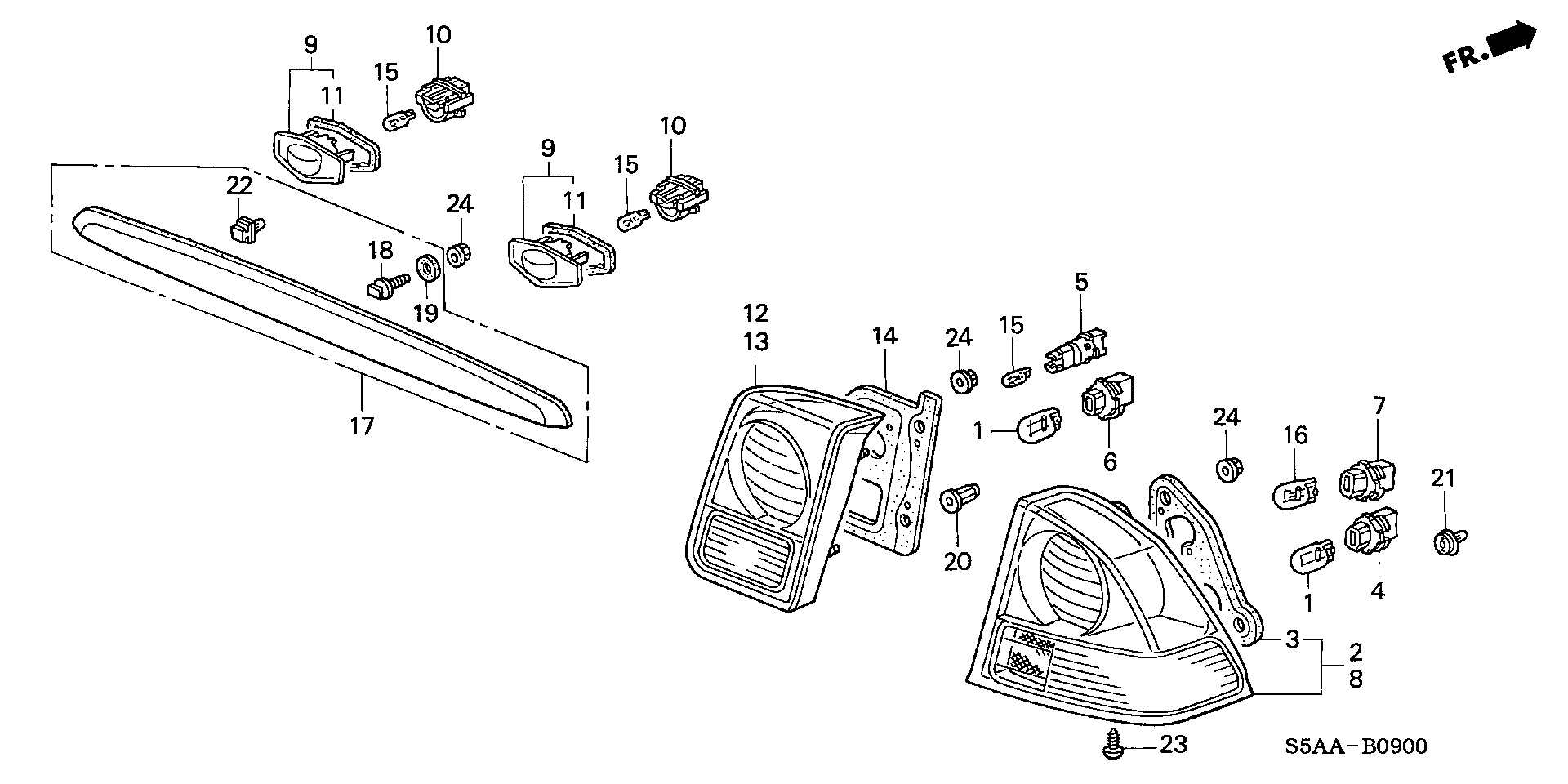 Diagram TAILLIGHT@LICENSE LIGHT for your 2023 Honda HR-V CVT SPORT 