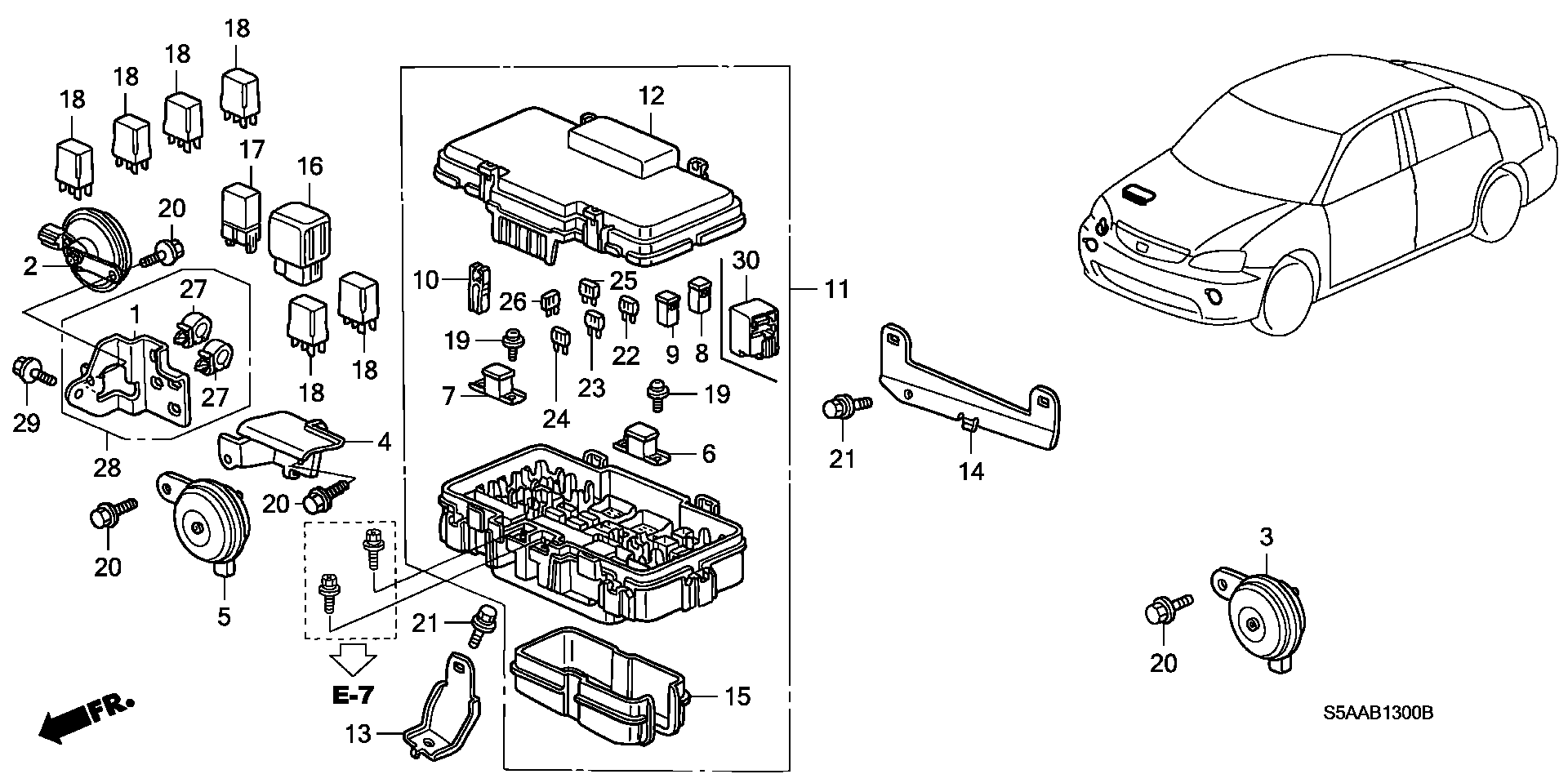 Diagram CONTROL UNIT (ENGINE ROOM) for your Honda