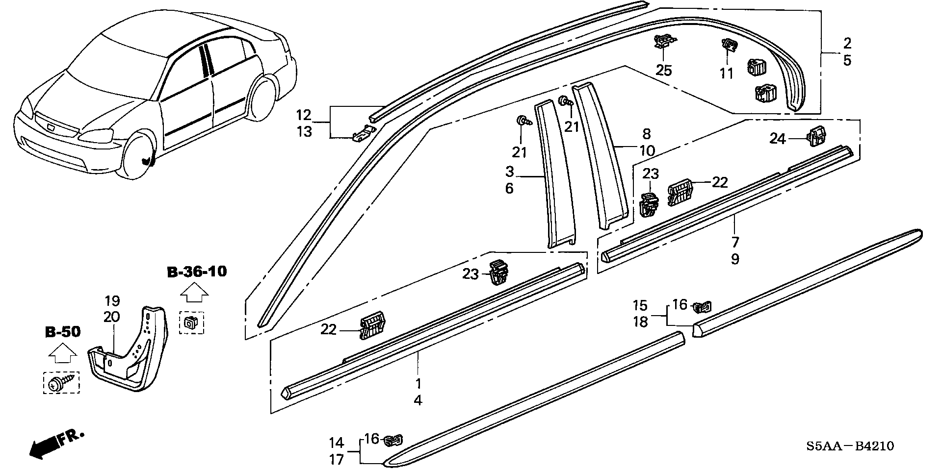 Diagram MOLDING@PROTECTOR for your 2025 Honda Civic   