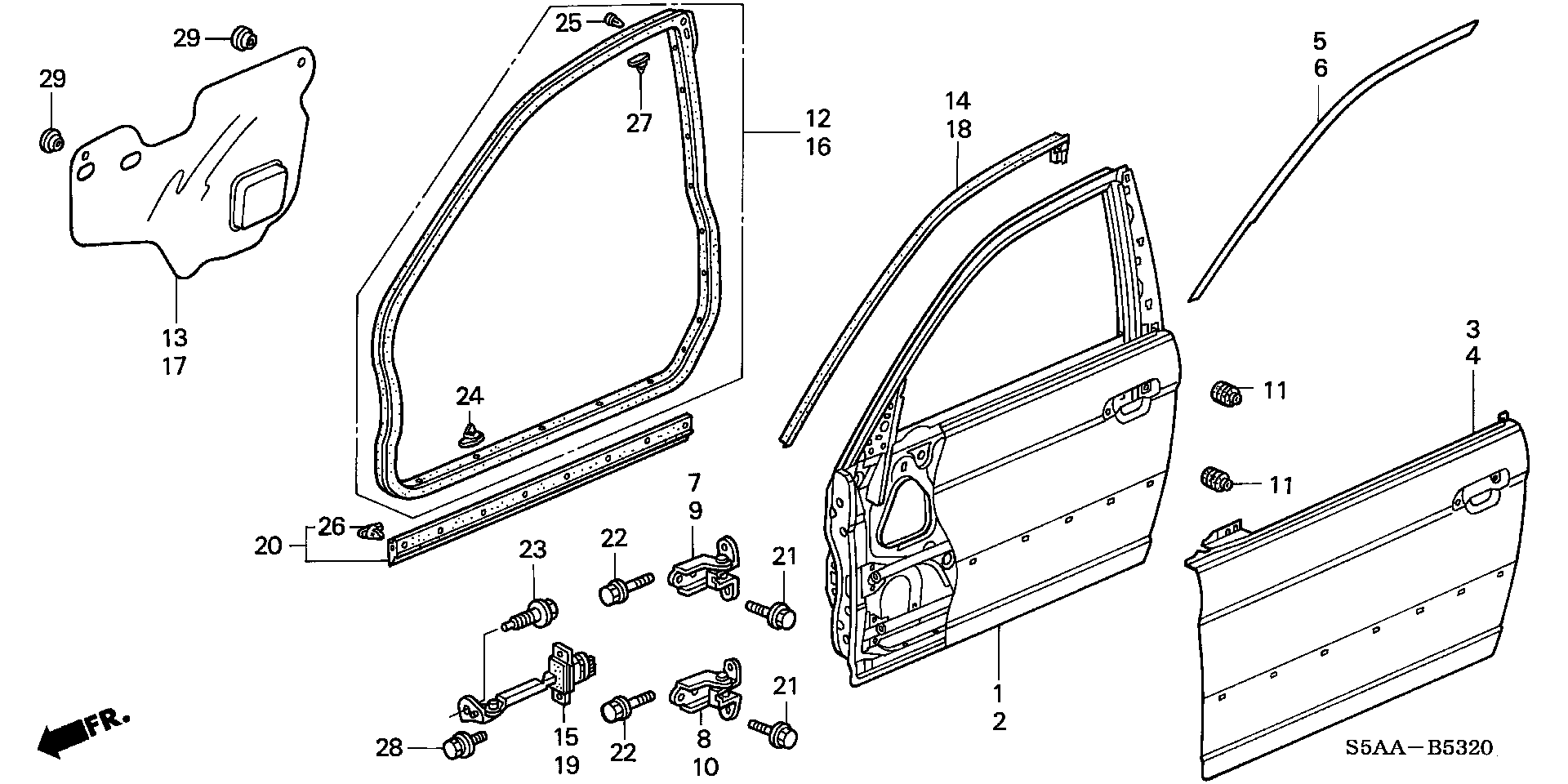 Honda Civic Weatherstrip, l. Fr. Door - 72350-S5A-A01 | Honda Parts ...