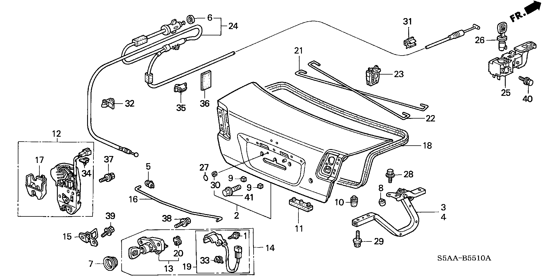 Diagram TRUNK LID for your 1990 Honda Accord Coupe 2.2L MT LX 