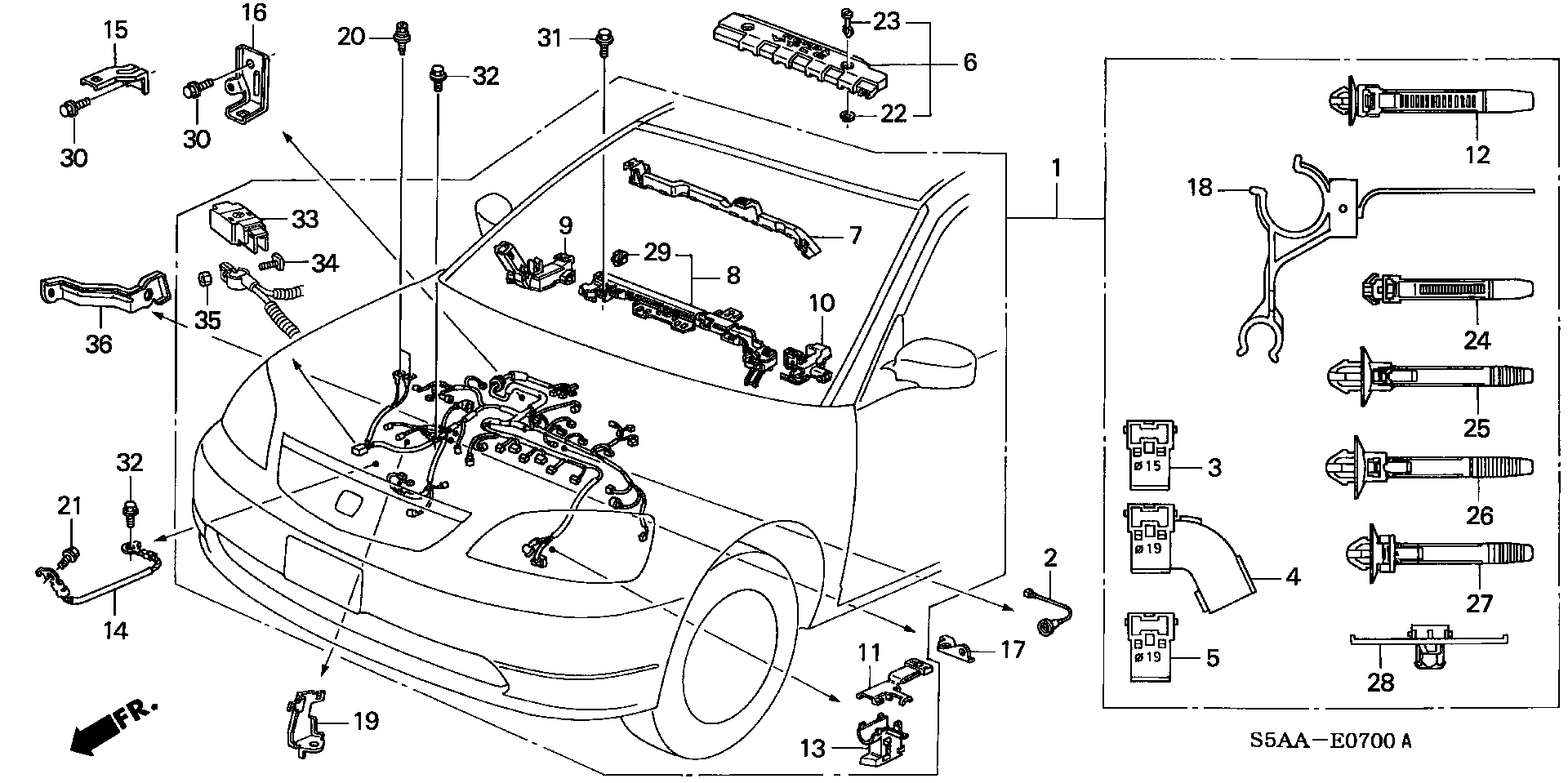 Honda Civic Wire harness, engine. Electrical - 32110-PMS-A70 | Norm ...