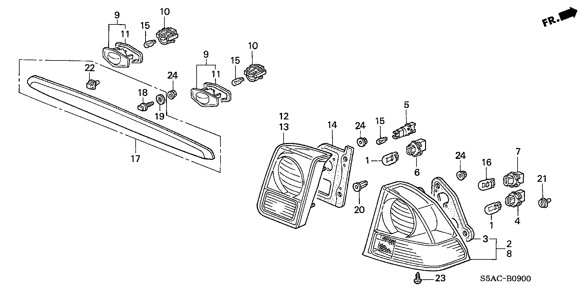 Diagram TAILLIGHT@LICENSE LIGHT for your 2023 Honda HR-V CVT SPORT 