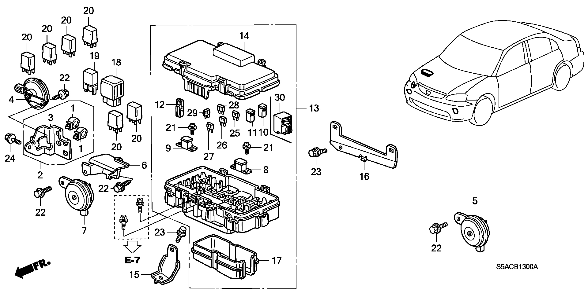 Diagram CONTROL UNIT (ENGINE  ROOM) for your Honda