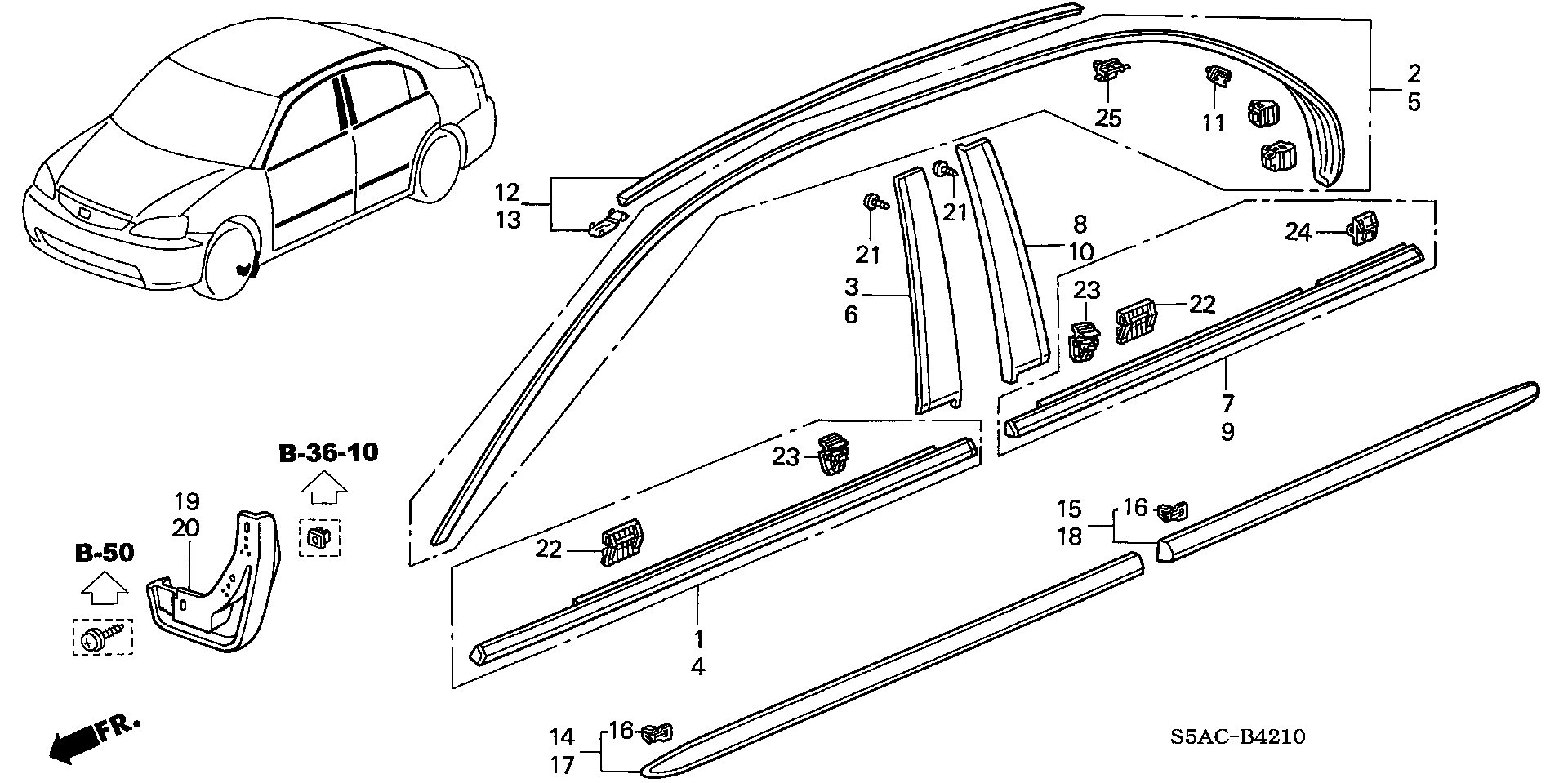 Diagram MOLDING@PROTECTOR for your 2020 Honda Civic   