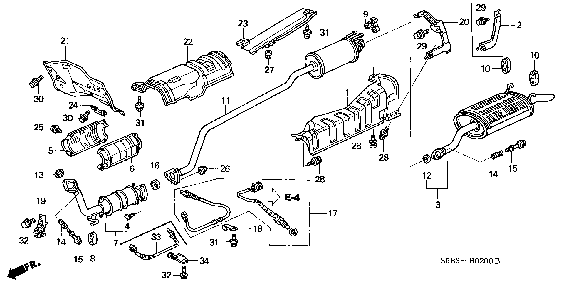 Diagram EXHAUST PIPE@MUFFLER for your 1990 Honda Accord Coupe 2.2L AT LX 