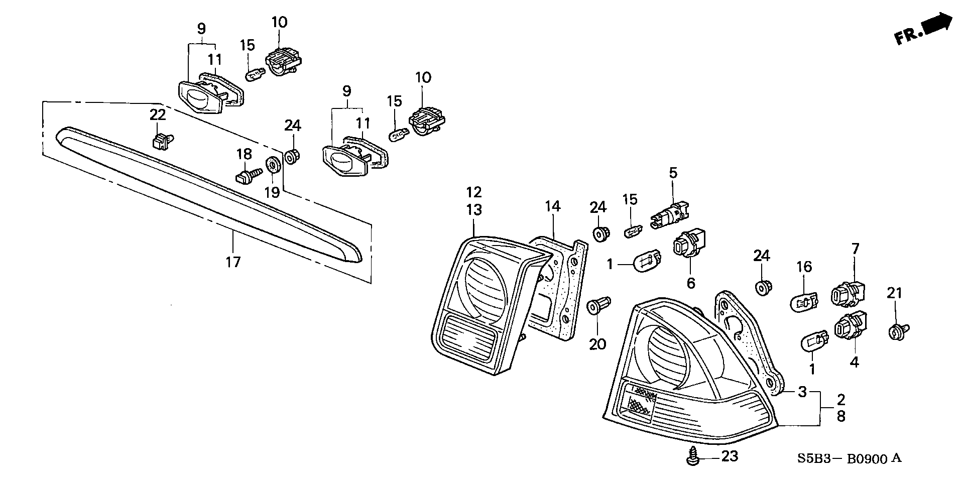 Diagram TAILLIGHT@LICENSE LIGHT for your 2023 Honda HR-V CVT SPORT 