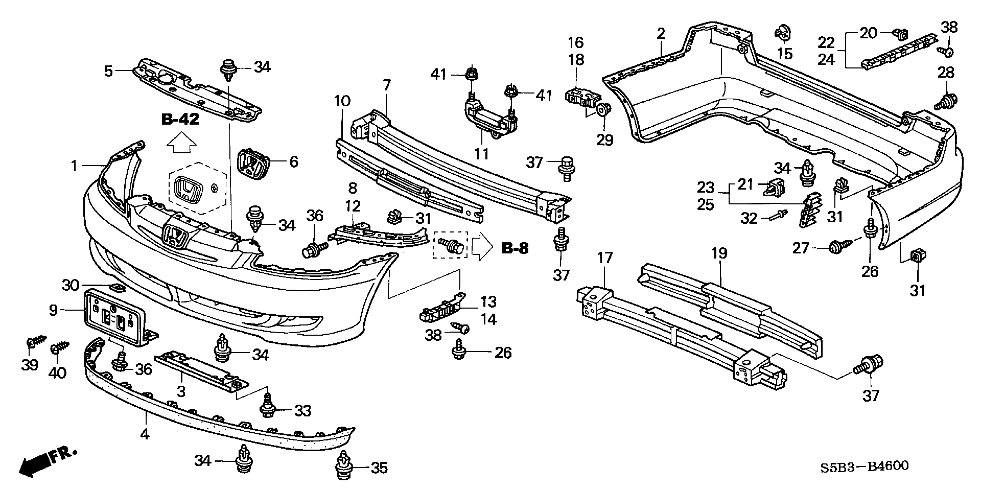 Diagram BUMPERS ('03) for your 1989 Honda Civic Hatchback   