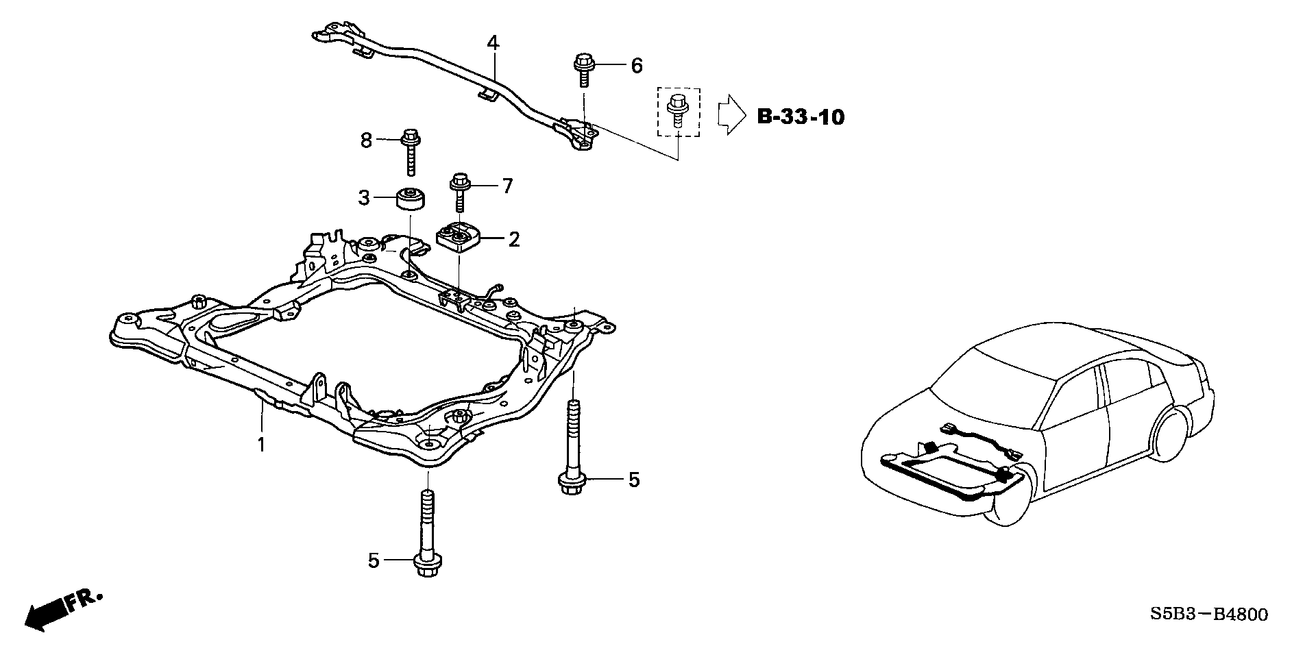 Diagram FRONT SUB FRAME for your 1980 Honda Civic Hatchback   